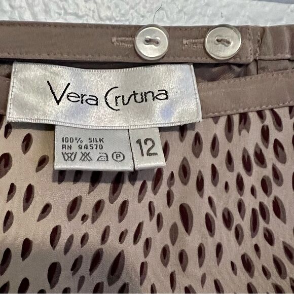 VTG Cheetah 90s Silk Animal Neutral Classic Pencil Christina Slip Skirt 12 L - Picture 9 of 13